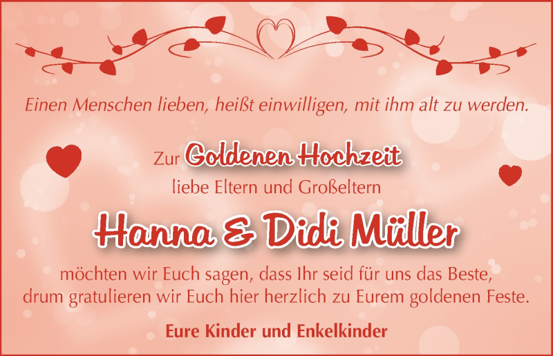 Hochzeitsanzeige von Hanna Müller von Wuemme Zeitung