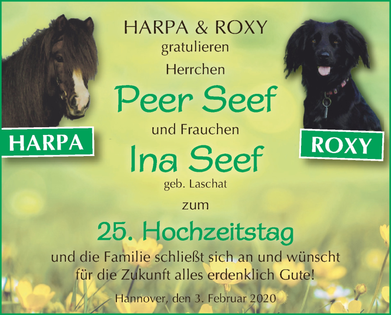Hochzeitsanzeige von Peer Seef von Osterholzer Kreisblatt