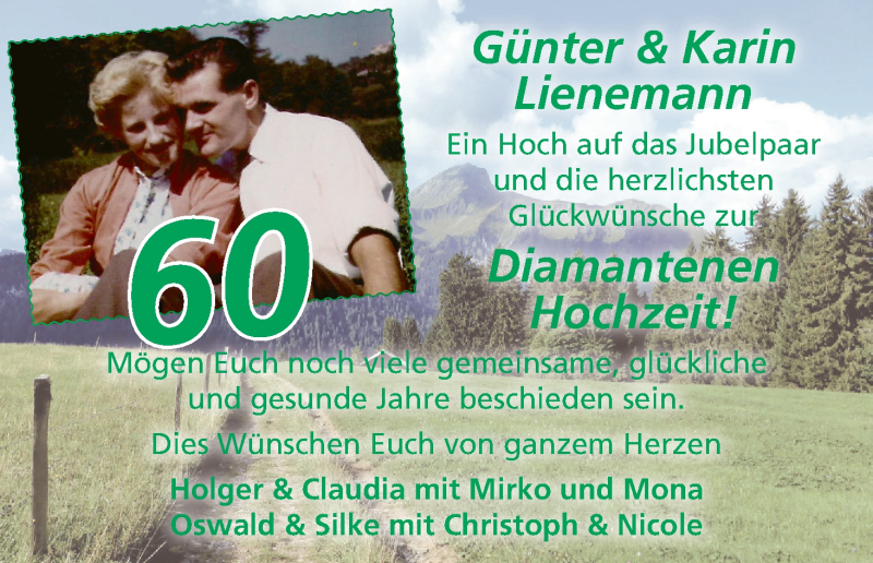 Hochzeitsanzeige von Günter Lienemann von WESER-KURIER