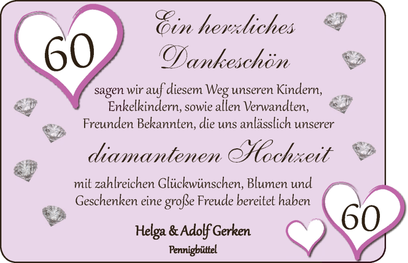 Hochzeitsanzeige von Helga Gerken von Osterholzer Kreisblatt