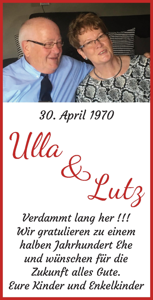 Hochzeitsanzeige von Ulla  von Die Norddeutsche