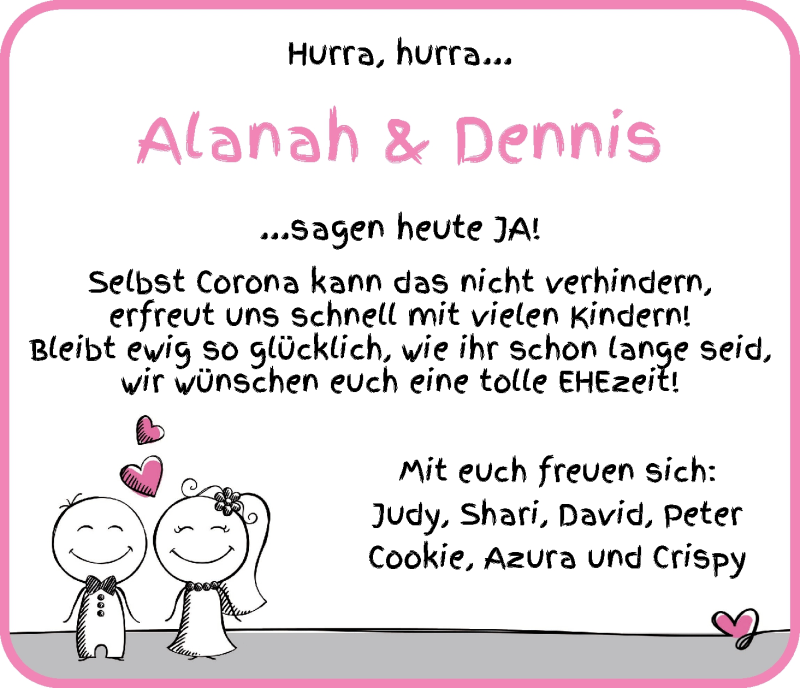 Hochzeitsanzeige von Alanah Kuball von Osterholzer Kreisblatt