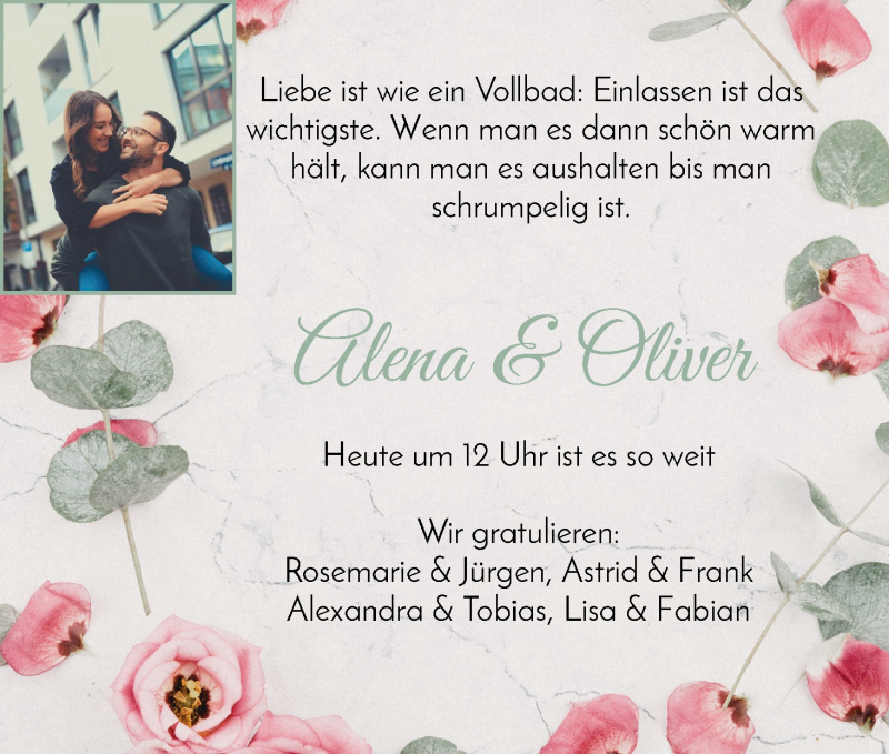 Hochzeitsanzeige von Alena  von Delmenhorster Kurier