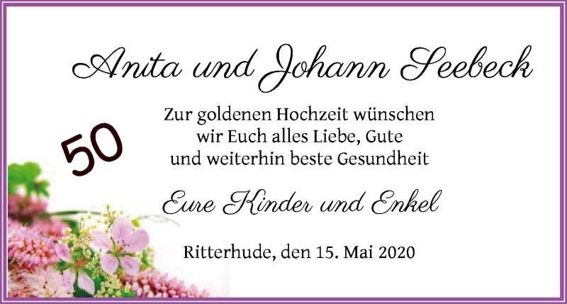 Hochzeitsanzeige von Anita Seebeck von Osterholzer Kreisblatt