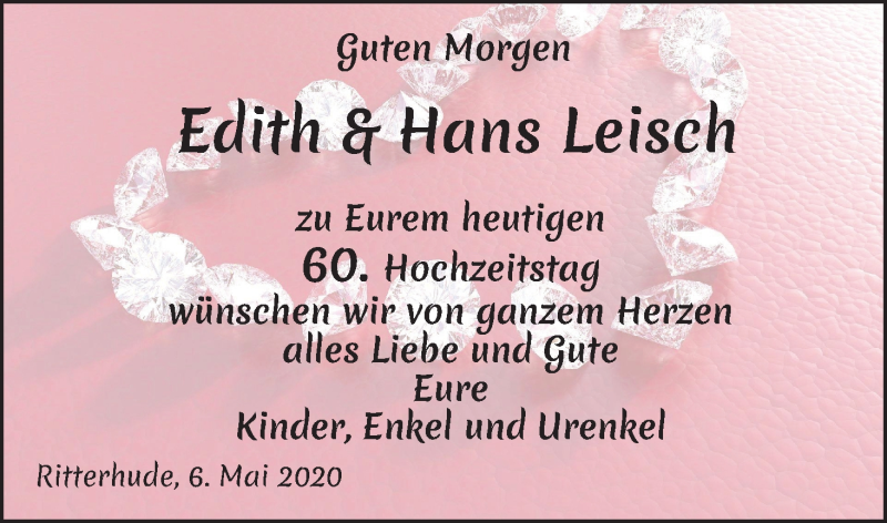 Hochzeitsanzeige von Edith Leisch von Osterholzer Kreisblatt