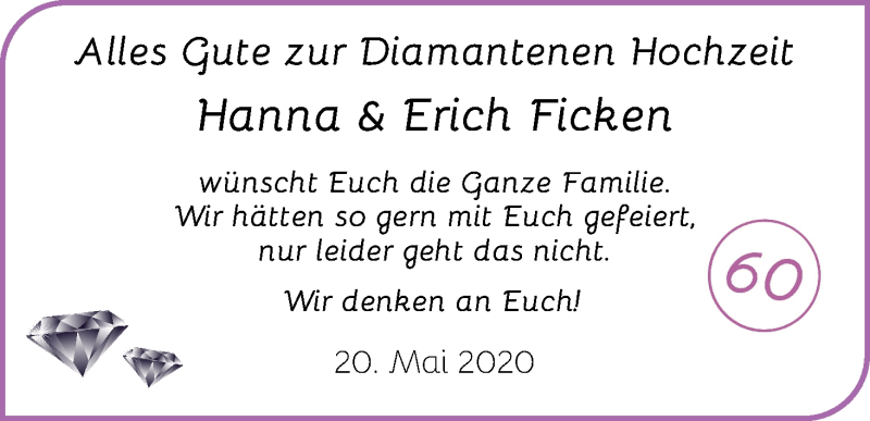 Hochzeitsanzeige von Hanna Ficken von Osterholzer Kreisblatt
