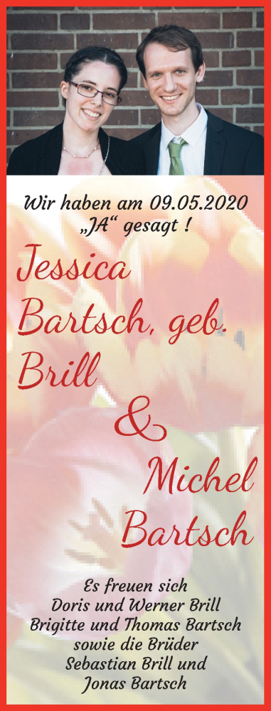 Hochzeitsanzeige von Jessica Bartsch von WESER-KURIER