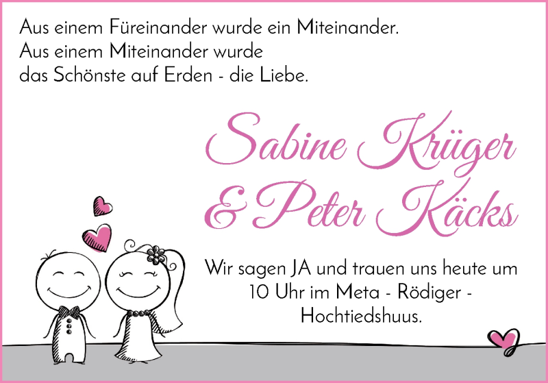 Hochzeitsanzeige von Sabine Krüger von WESER-KURIER