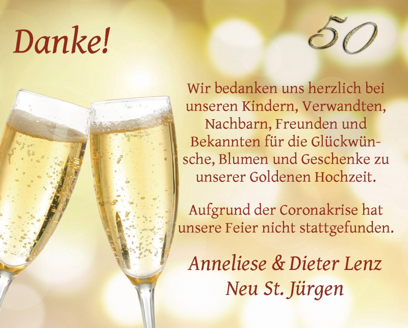 Hochzeitsanzeige von Dieter Lenz von Wuemme Zeitung