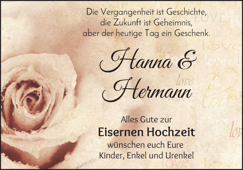 Hochzeitsanzeige von Hanna  von Wuemme Zeitung