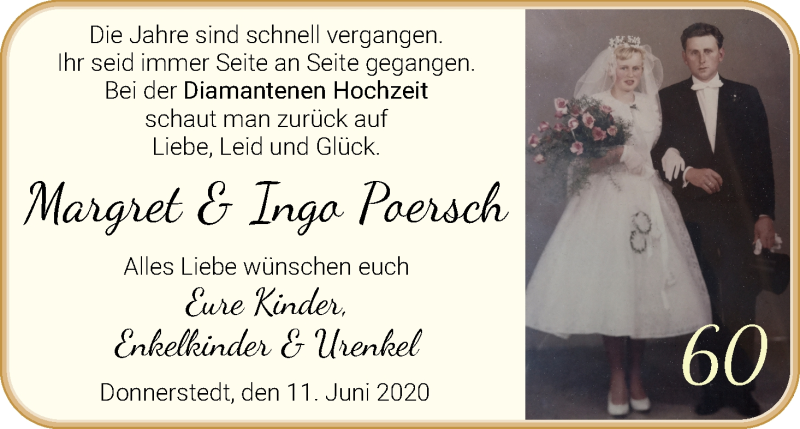 Hochzeitsanzeige von Margret Poersch von WESER-KURIER