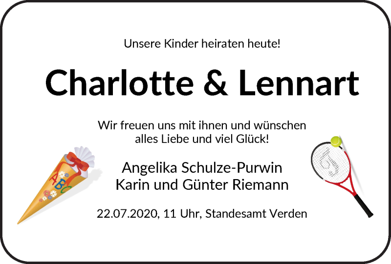 Hochzeitsanzeige von Charlotte  von Achimer Kurier/Verdener Nachrichten