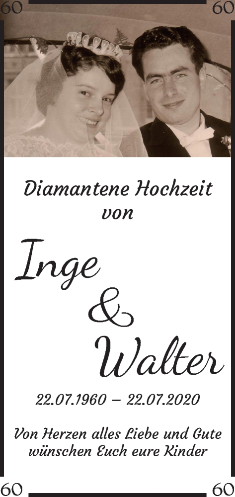 Hochzeitsanzeige von Inge  von WESER-KURIER