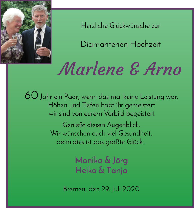 Hochzeitsanzeige von Marlene  von Die Norddeutsche