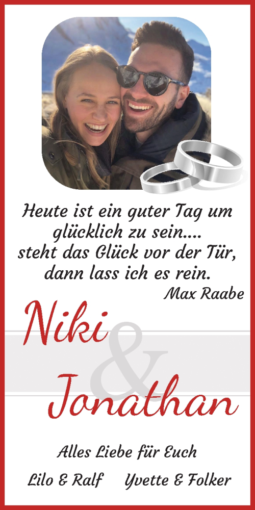 Hochzeitsanzeige von Niki  von WESER-KURIER