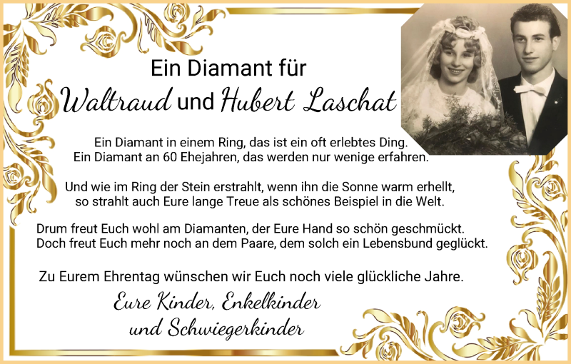Hochzeitsanzeige von Waltraud Laschat von Osterholzer Kreisblatt