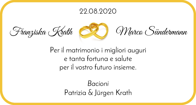 Hochzeitsanzeige von Franziska Krath von WESER-KURIER