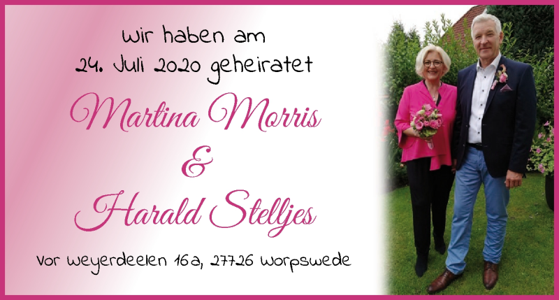 Hochzeitsanzeige von Martina Morris von Wuemme Zeitung
