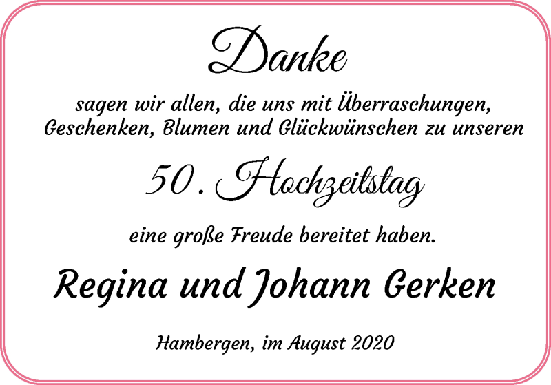 Hochzeitsanzeige von Regina Gerken von Osterholzer Kreisblatt