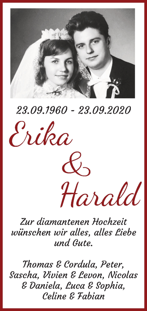 Hochzeitsanzeige von Erika  von Die Norddeutsche