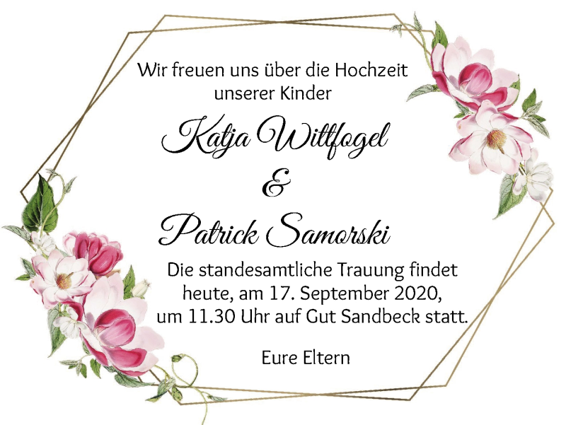 Hochzeitsanzeige von Katja Wittfogel von Osterholzer Kreisblatt