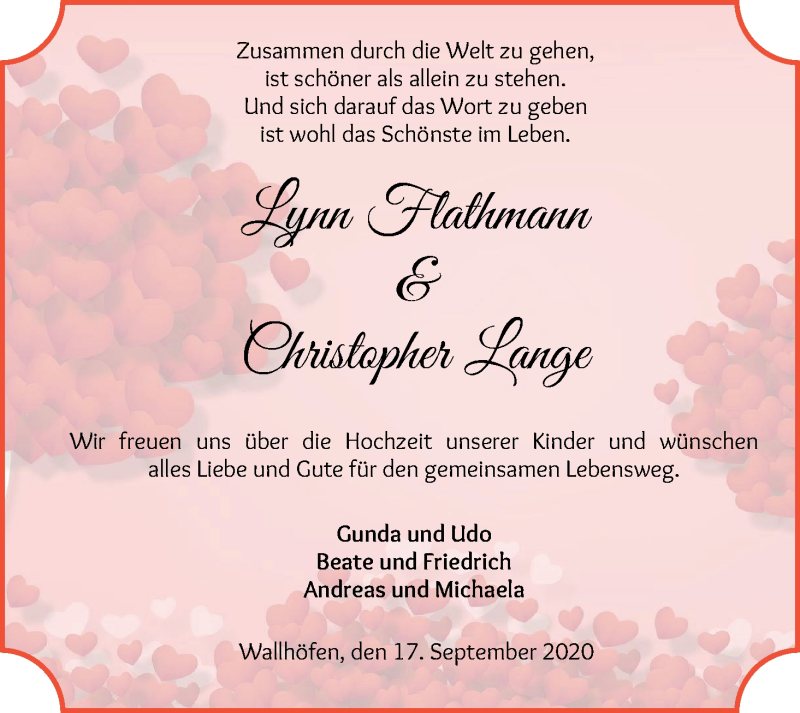 Hochzeitsanzeige von Lynn Flathmann von Osterholzer Kreisblatt