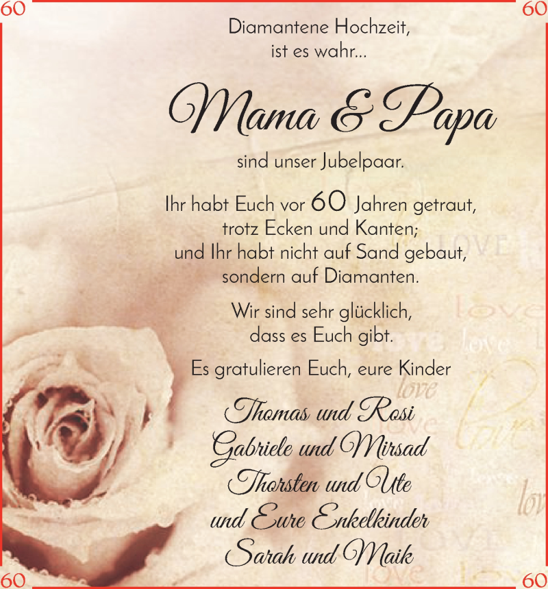 Hochzeitsanzeige von Renate Hild von Die Norddeutsche
