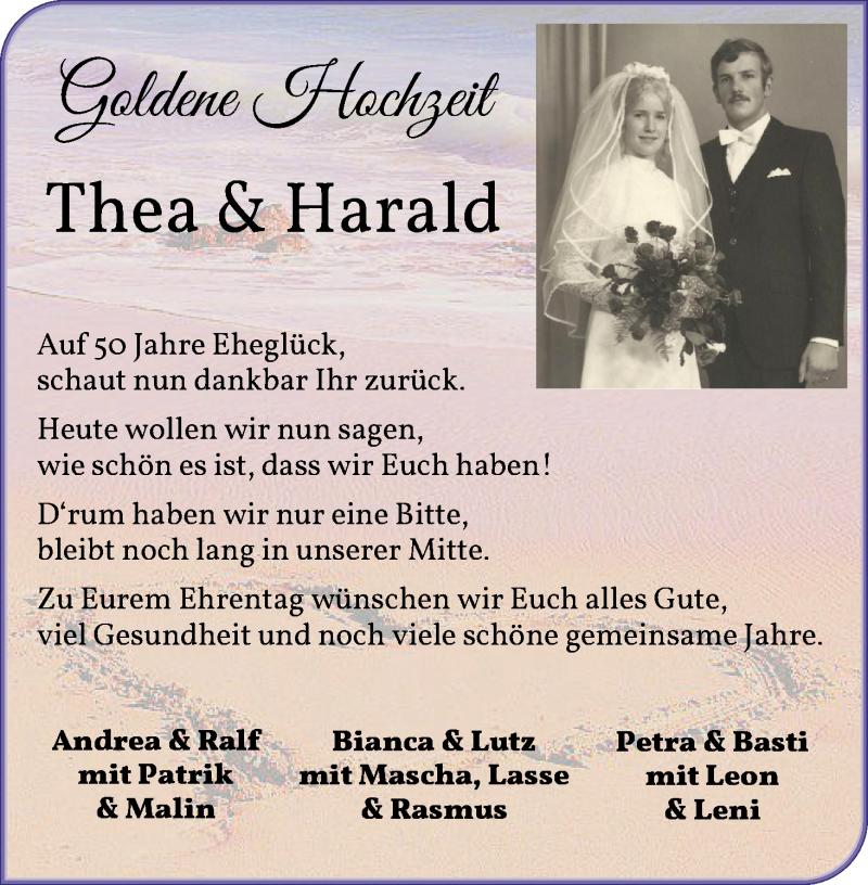 Hochzeitsanzeige von Thea  von Osterholzer Kreisblatt