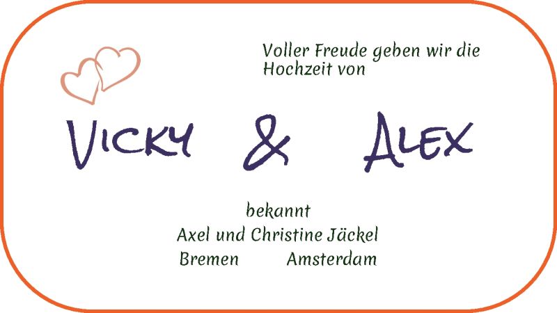 Hochzeitsanzeige von Vicky  von WESER-KURIER