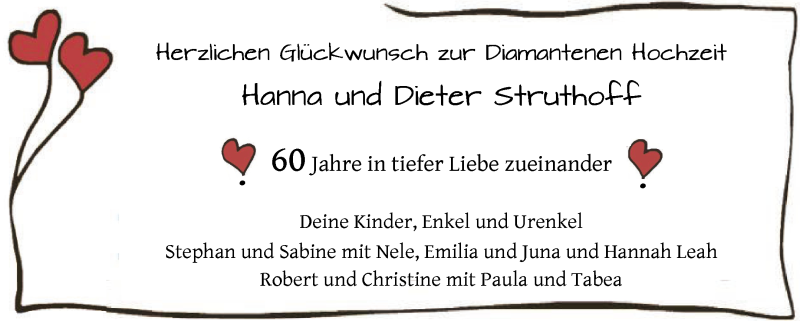 Hochzeitsanzeige von Hanna Struthoff von Osterholzer Kreisblatt