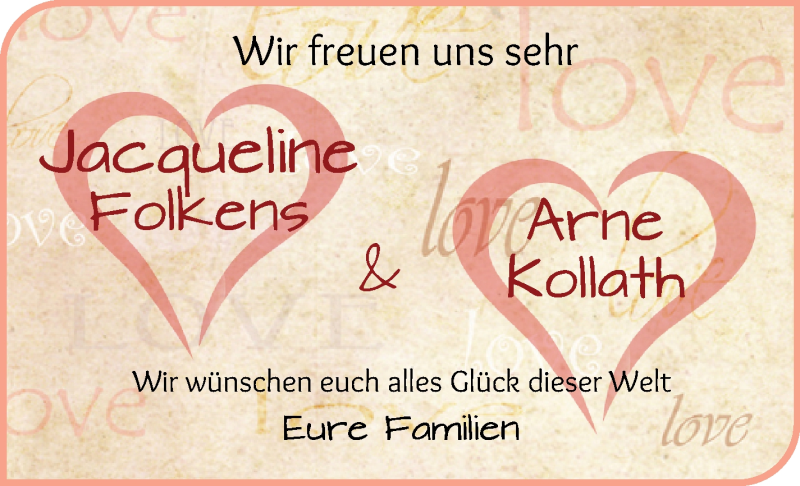 Hochzeitsanzeige von Jacqueline Folkens von WESER-KURIER