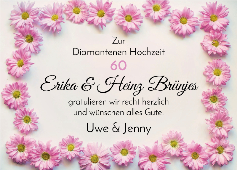 Hochzeitsanzeige von Erika Brünjes von Osterholzer Kreisblatt