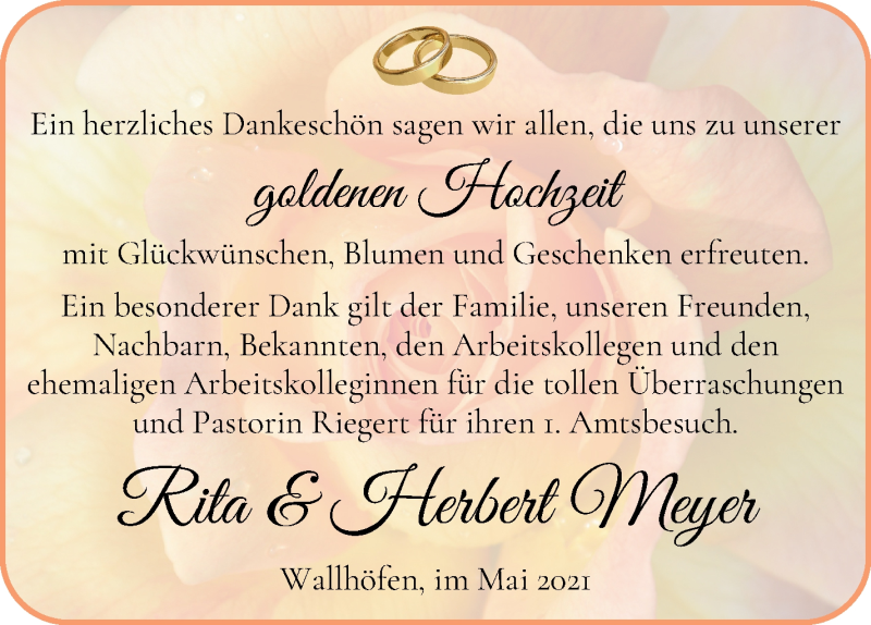 Hochzeitsanzeige von Rita Meyer von Osterholzer Kreisblatt