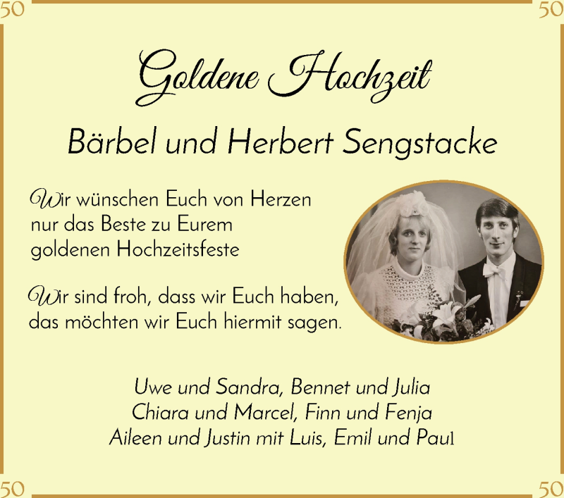 Hochzeitsanzeige von Bärbel Sengstacke von Osterholzer Kreisblatt