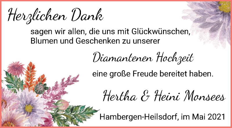Hochzeitsanzeige von Hertha Monsees von Osterholzer Kreisblatt