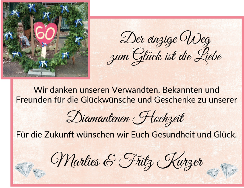 Hochzeitsanzeige von Marlies Kurzer von Osterholzer Kreisblatt