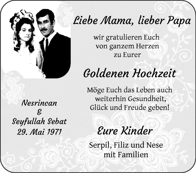 Hochzeitsanzeige von Seyfulla Sebat von Osterholzer Kreisblatt