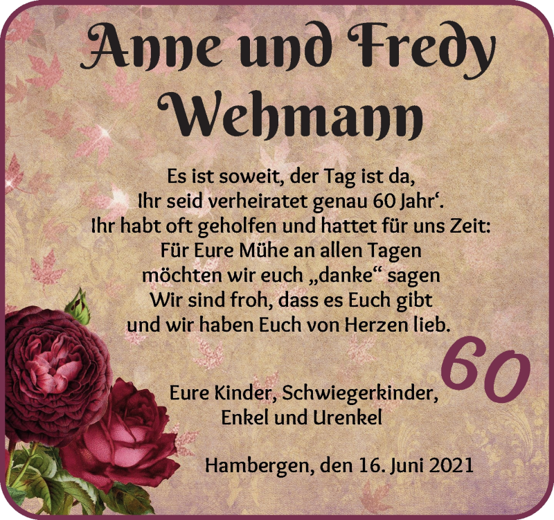 Hochzeitsanzeige von Anne Wehmann von Osterholzer Kreisblatt