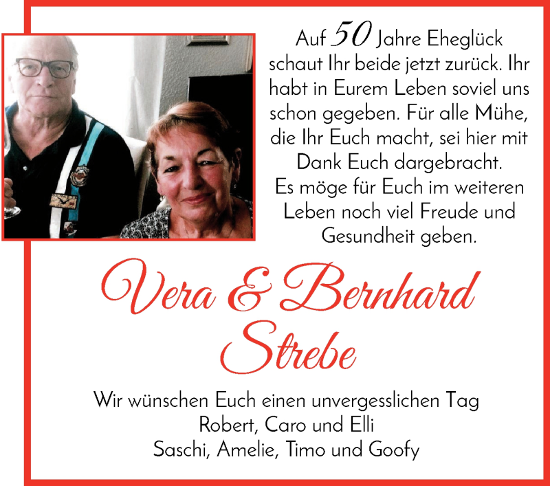 Hochzeitsanzeige von Vera Strebe von Die Norddeutsche