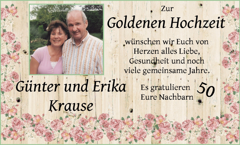 Hochzeitsanzeige von Günter Krause von Osterholzer Kreisblatt