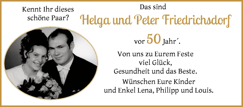 Hochzeitsanzeige von Helga Friedrich von Die Norddeutsche