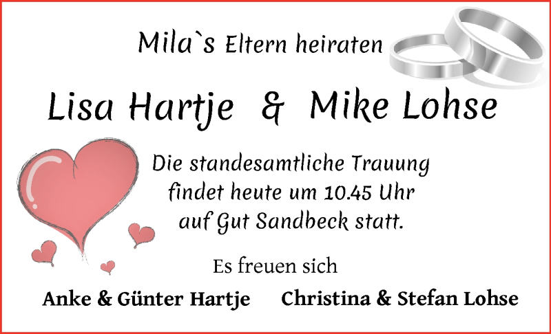 Hochzeitsanzeige von Lisa Hartje von Osterholzer Kreisblatt