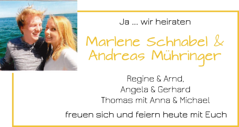 Hochzeitsanzeige von Marlene Schnabel von WESER-KURIER