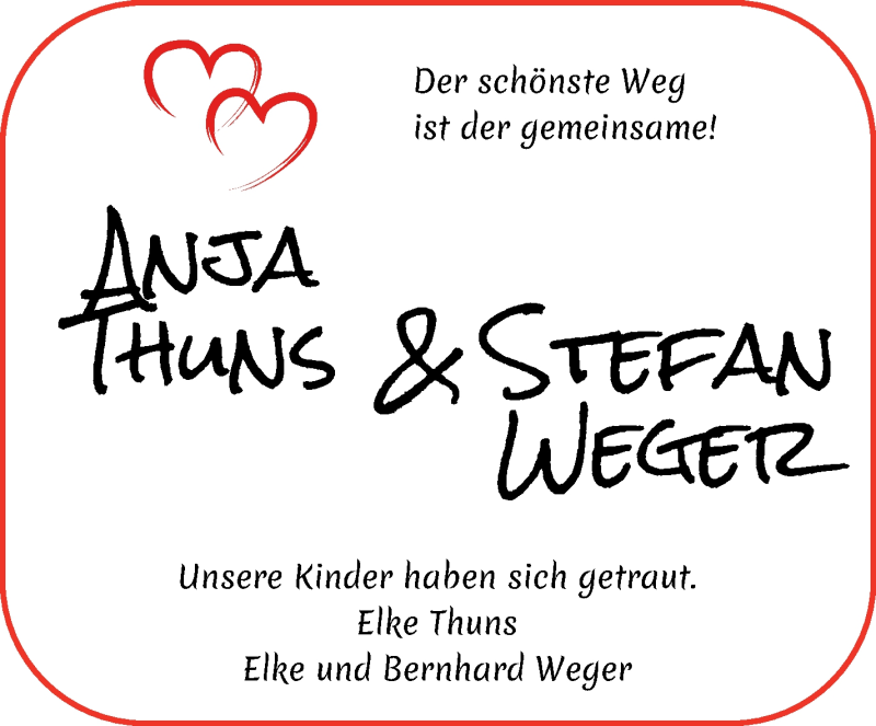 Hochzeitsanzeige von Anja Thuns von WESER-KURIER