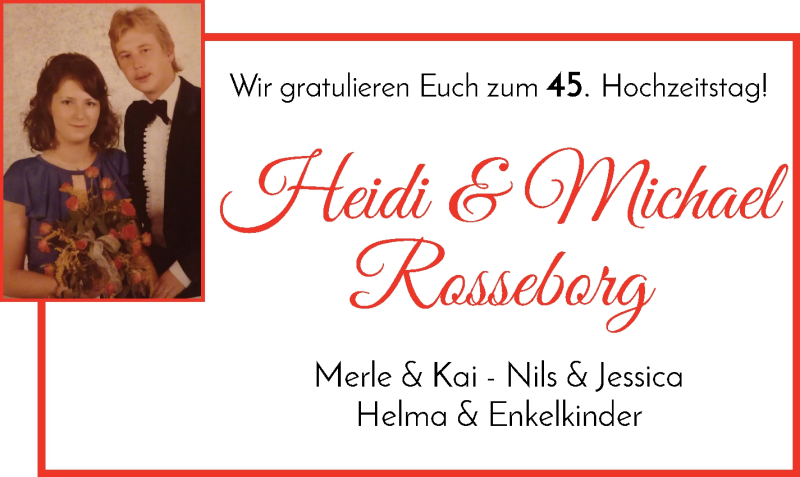 Hochzeitsanzeige von Heidi Rosseborg von Regionale Rundschau/Syker Kurier