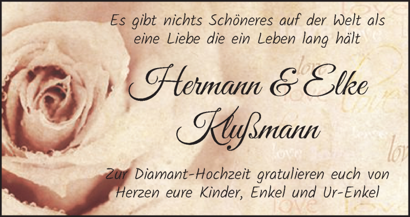 Hochzeitsanzeige von Hermann Klußmann von WESER-KURIER