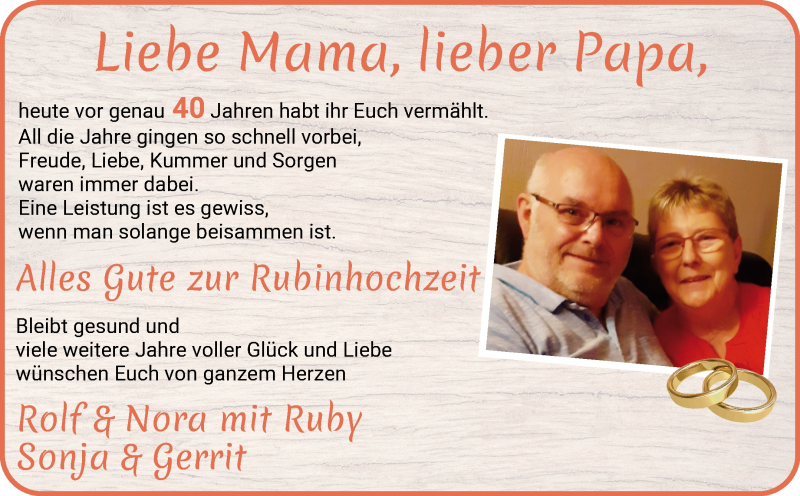 Hochzeitsanzeige von Mama  von Osterholzer Kreisblatt