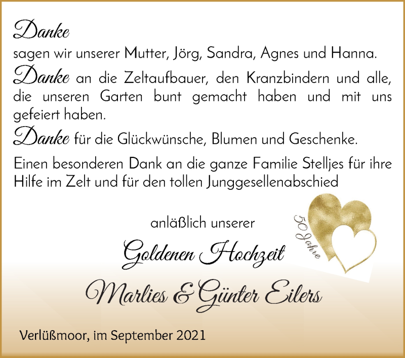 Hochzeitsanzeige von Marlies Eilers von Osterholzer Kreisblatt